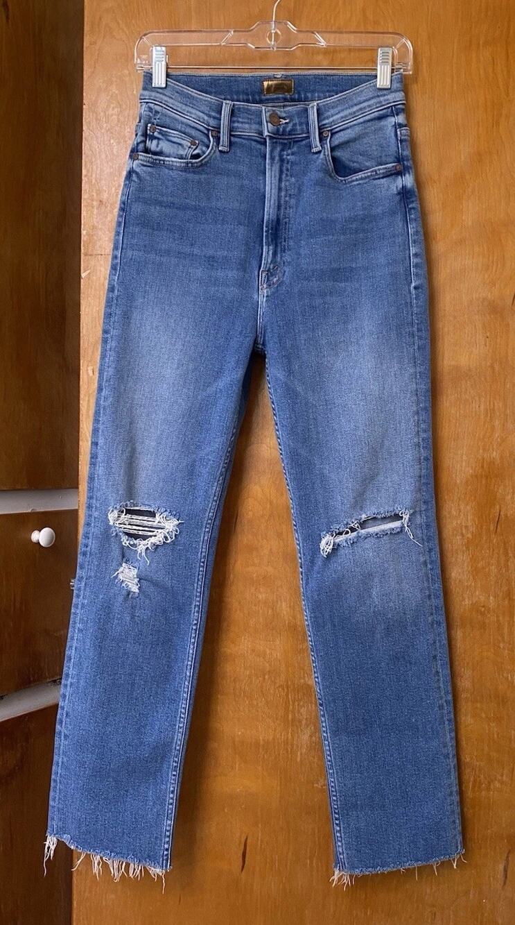 MOTHER Jeans High Waisted Rider Ankle Fray Party Like A Pirate Distressed Sz 27